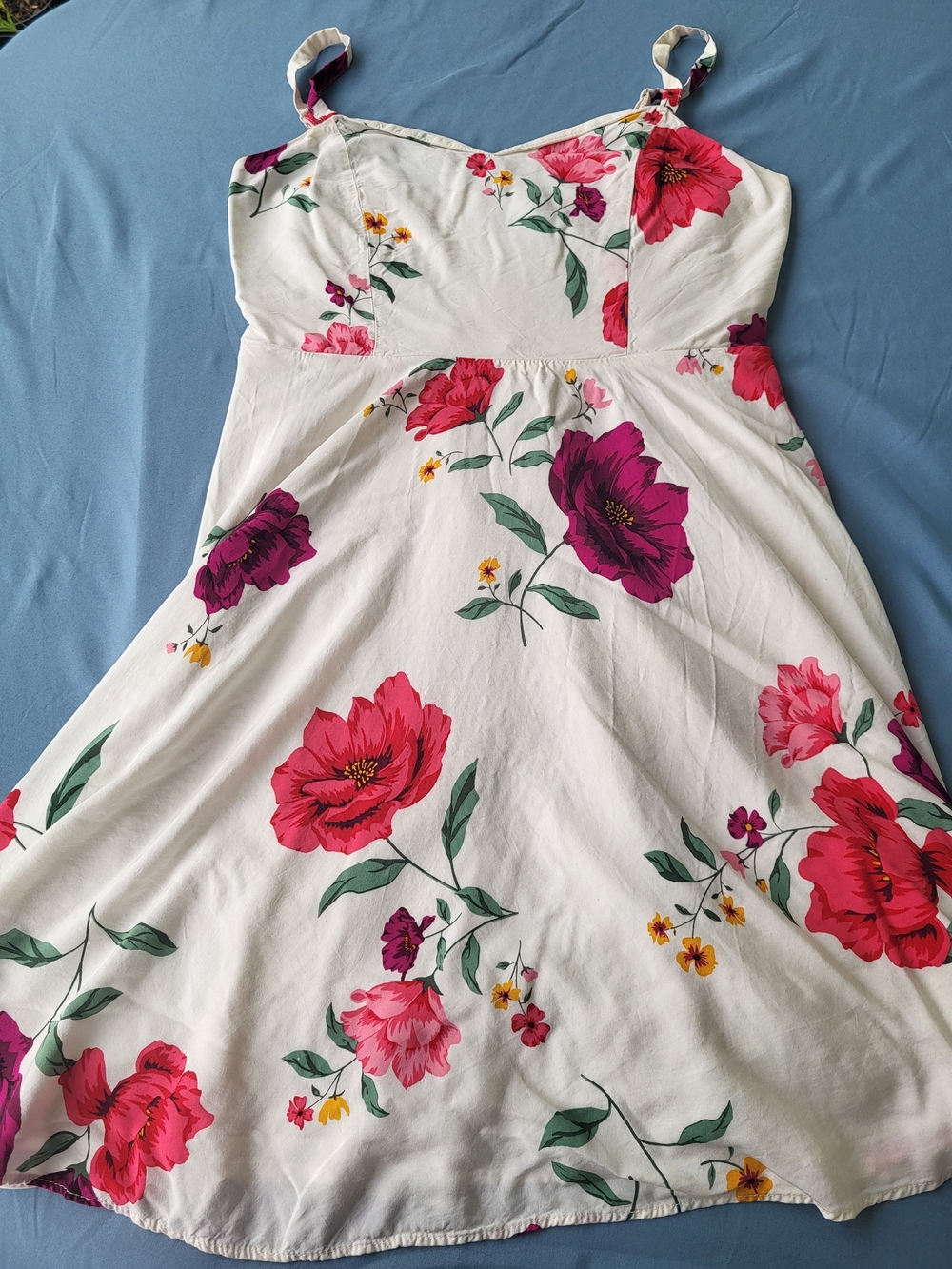 Old Navy White Midi Dress with Pink & Purple Floral Print